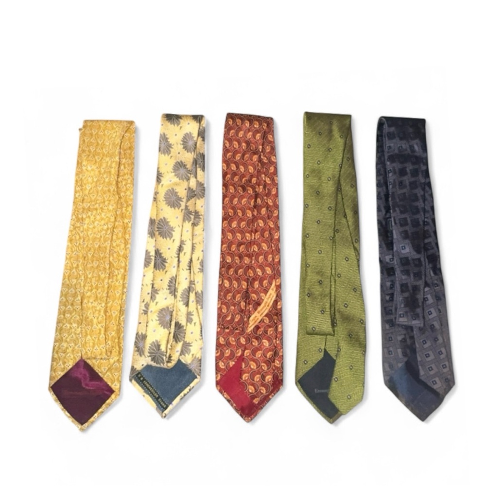 Bundle of 5 Ermenegildo‎ Zegna Designer Luxury Multicolor Neck Ties - Picture 8 of 13